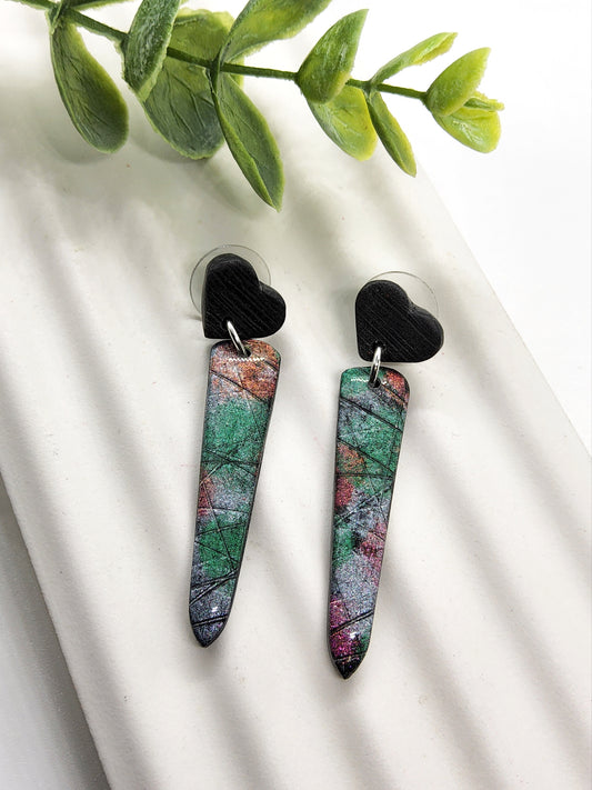 JEWEL HEART POLYMER CLAY EARRINGS