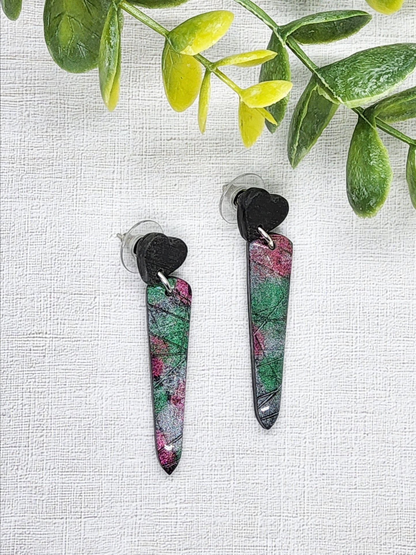 JEWEL HEART POLYMER CLAY EARRINGS