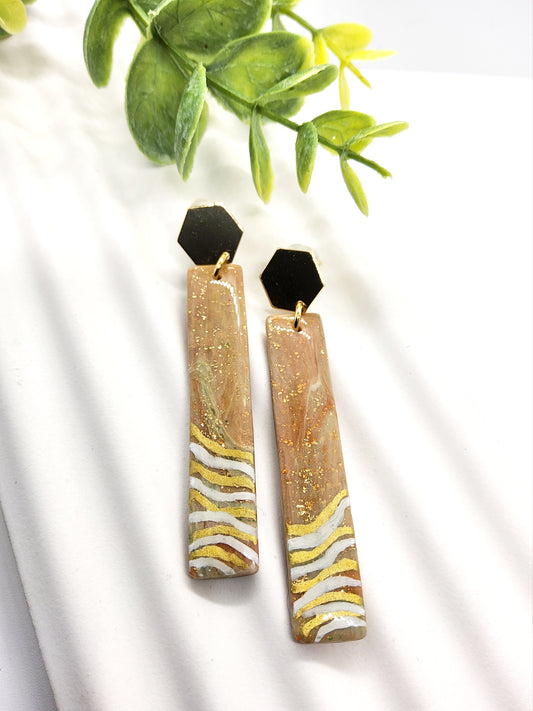 EARTHY TONES WITH SPARKLE POLYMER CLAY EARRINGS