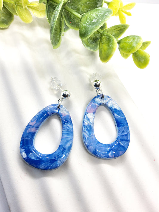 WATERCOLOUR OVAL POLYMER CLAY EARRINGS