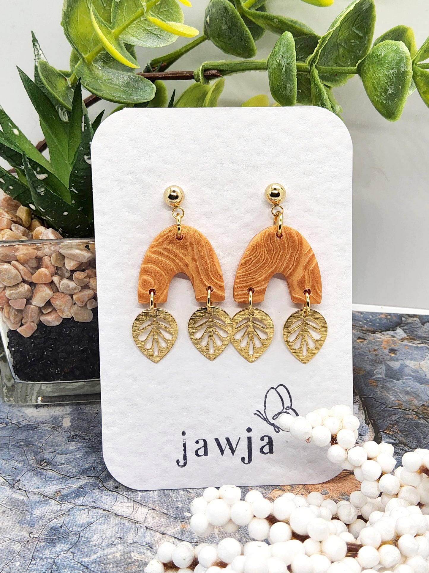 CARAMEL ARCH POLYMER CLAY EARRINGS