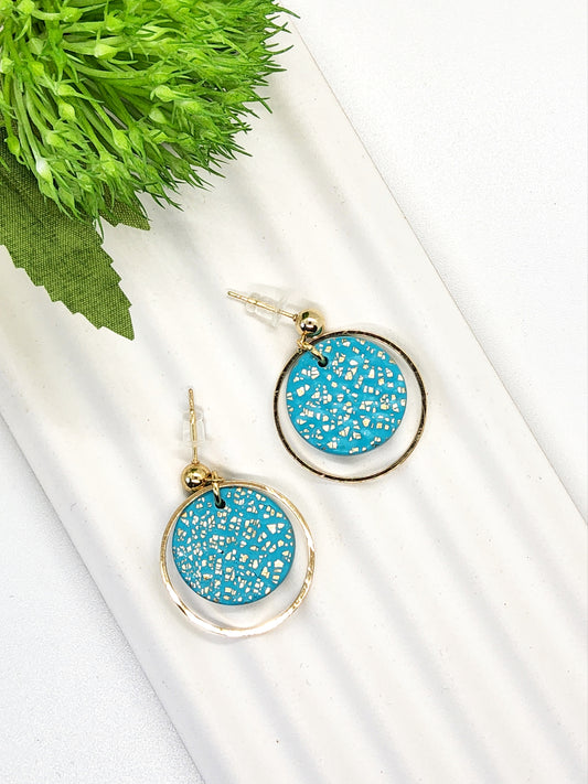 TURQUOISE AND GOLD POLYMER CLAY EARRINGS