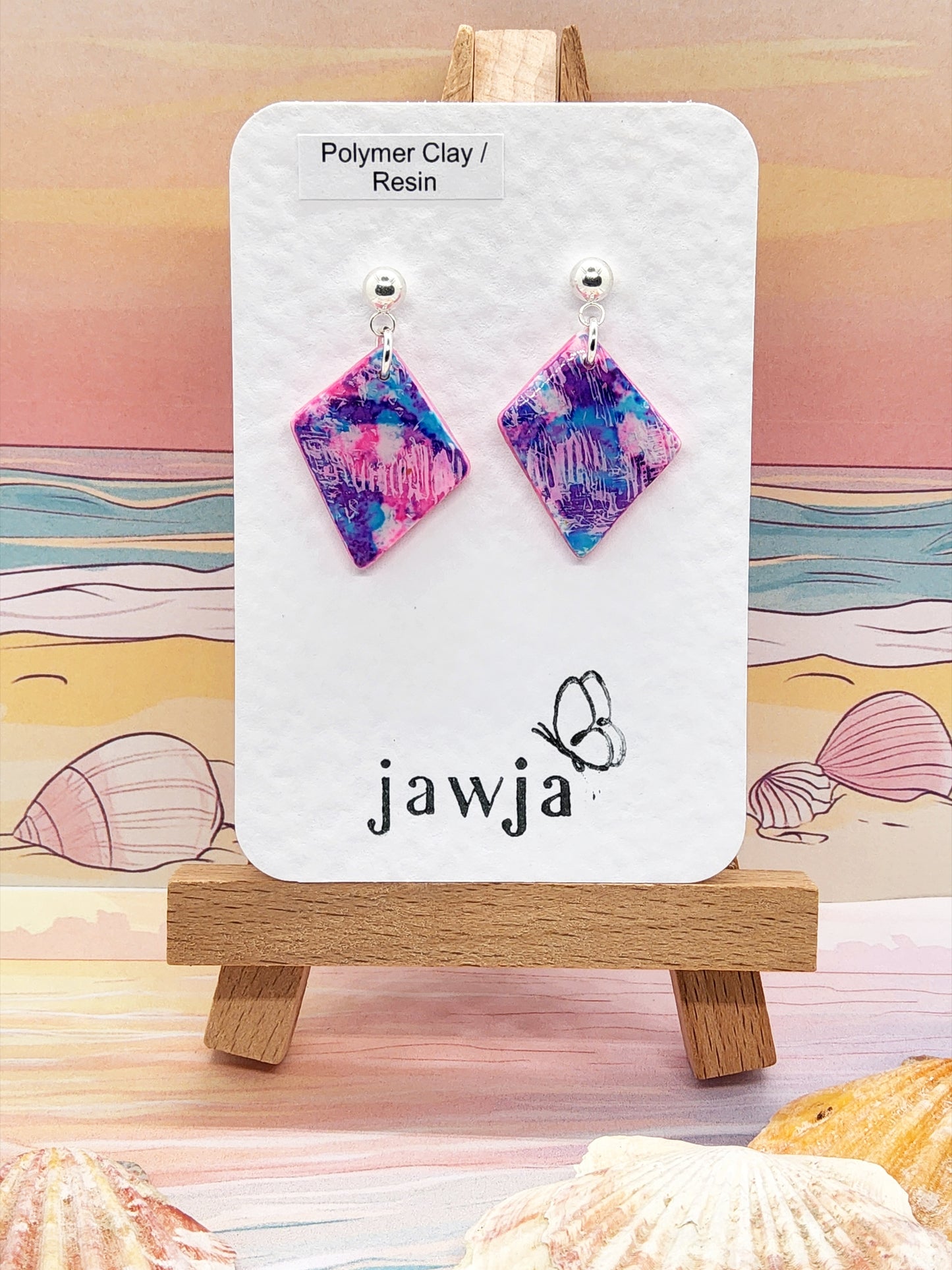 PATCHWORK PINK POLYMER CLAY EARRINGS