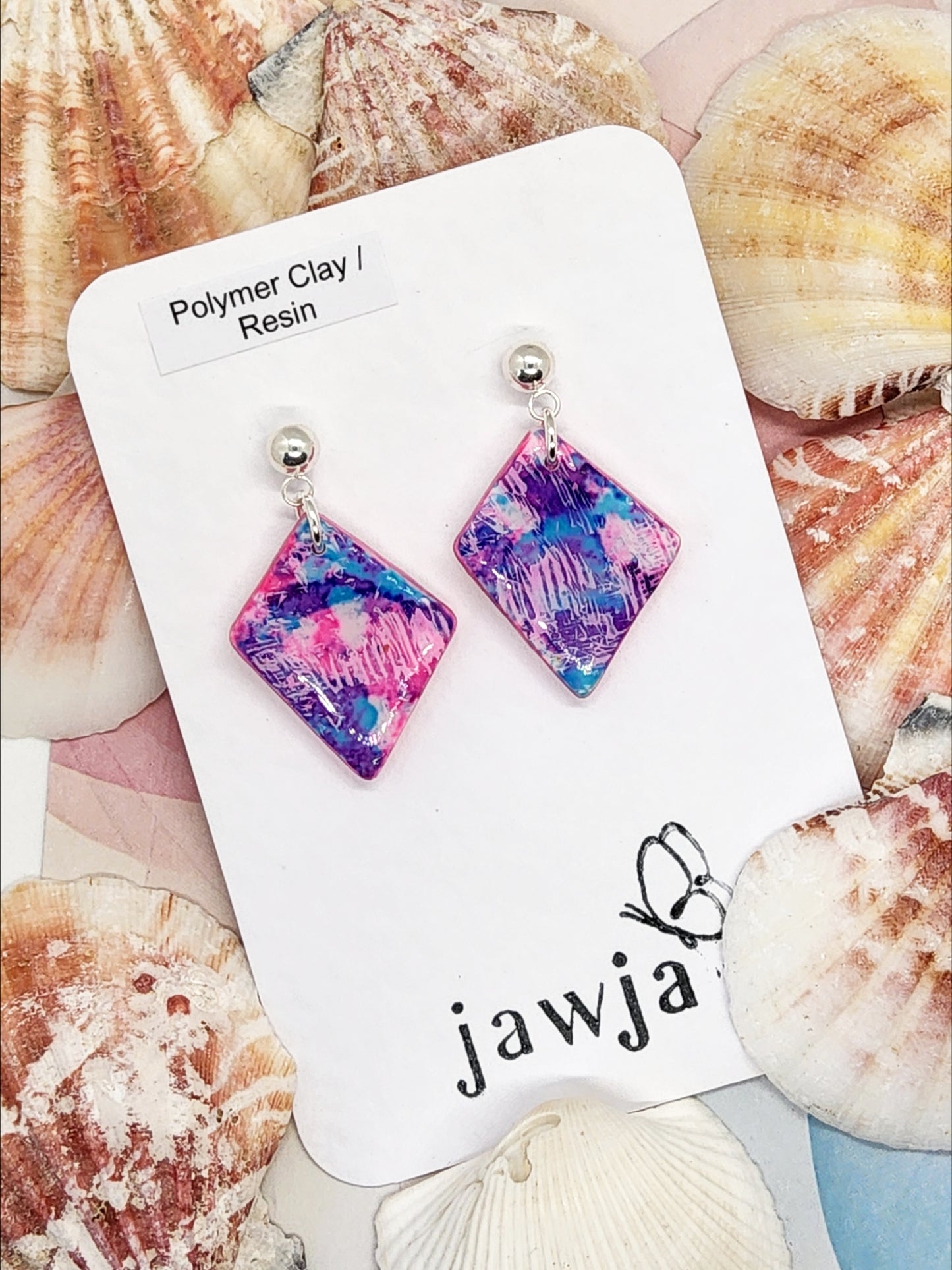 PATCHWORK PINK POLYMER CLAY EARRINGS