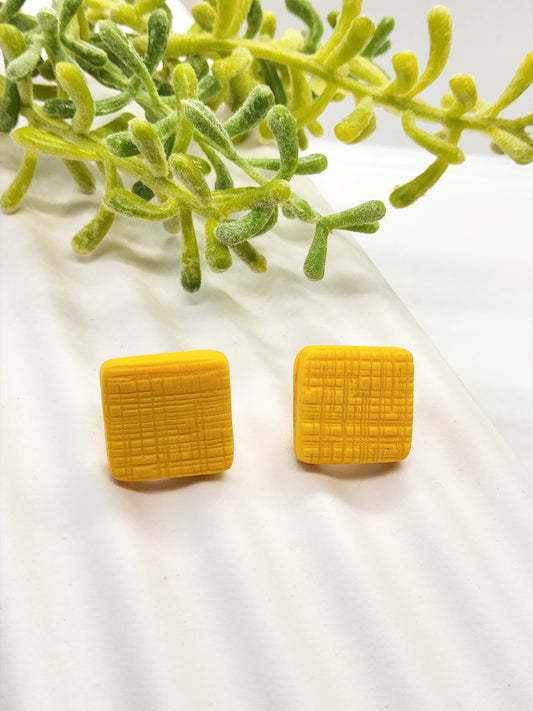 WARM YELLOW POLYMER CLAY STUD EARRINGS