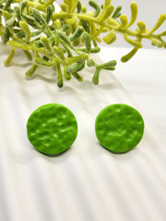BRIGHT GREEN POLYMER CLAY STUD EARRINGS