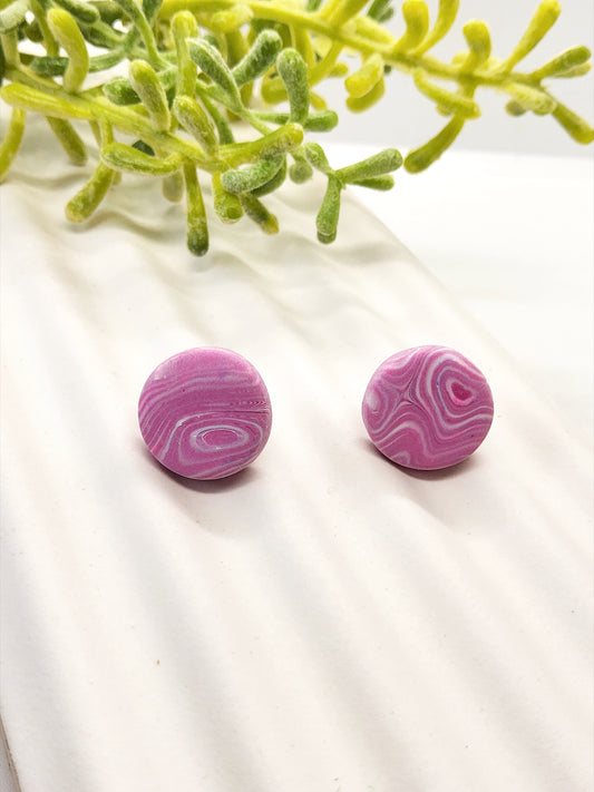 LILAC PINK SWIRL POLYMER CLAY STUD EARRINGS