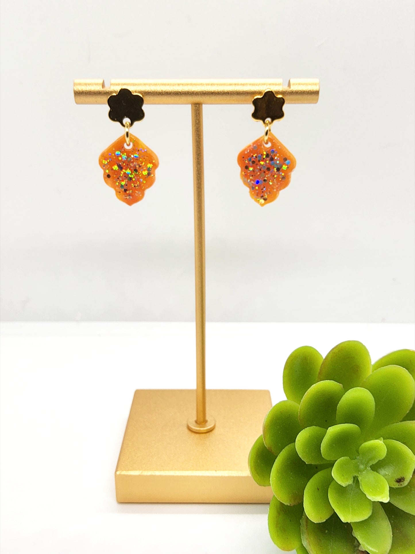 Moroccan Tile Amber Glow polymer clay earrings