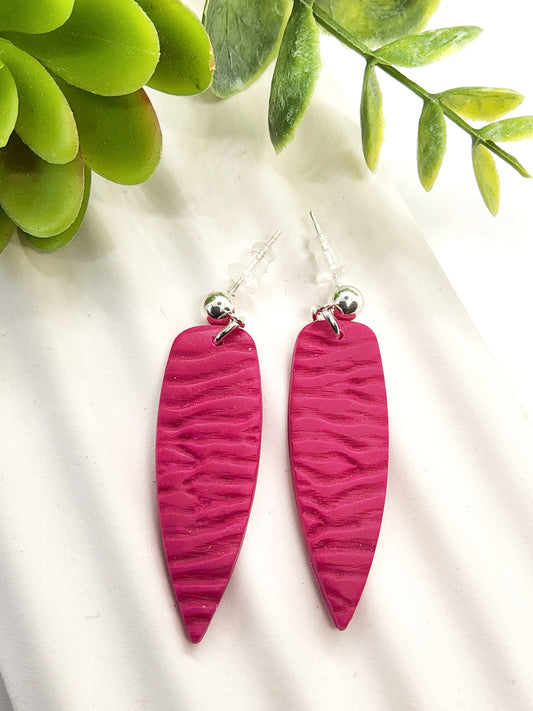 BRIGHT FUSCHIA RIPPLE POLYMER CLAY EARRINGS