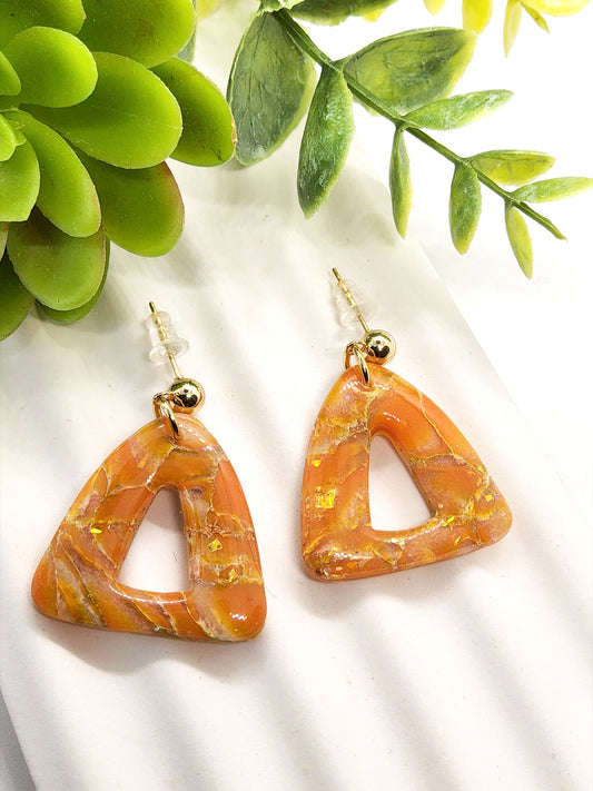 AMBER MARBLED POLYMER CLAY EARRINGS