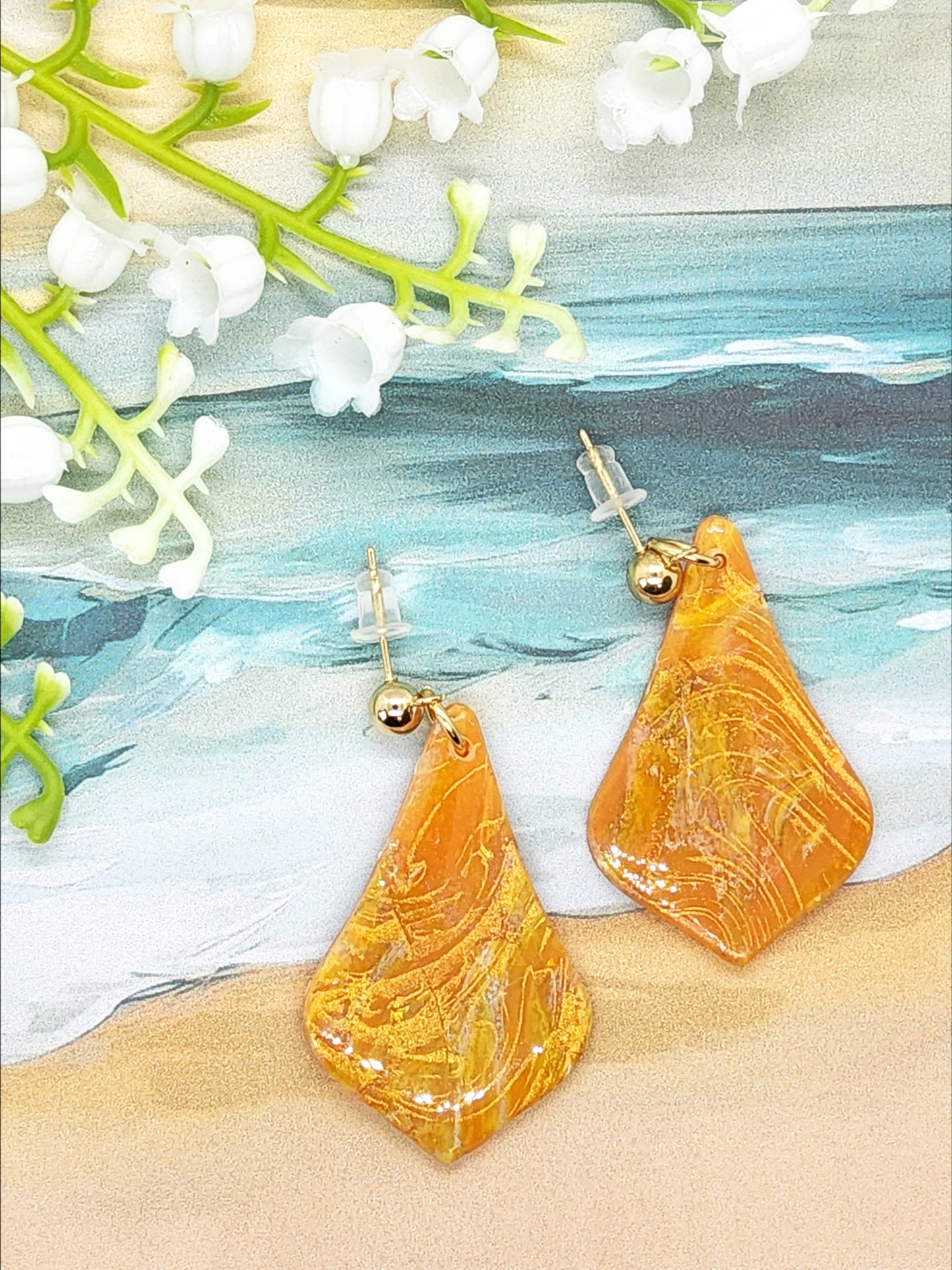 GOLDEN SUNSET POLYMER CLAY EARRINGS