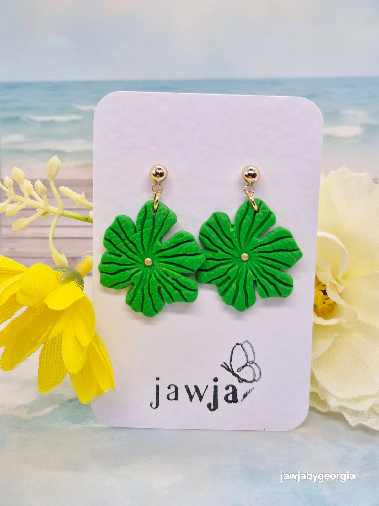 TROPICAL GREEN POLYMER CLAY EARRINGS