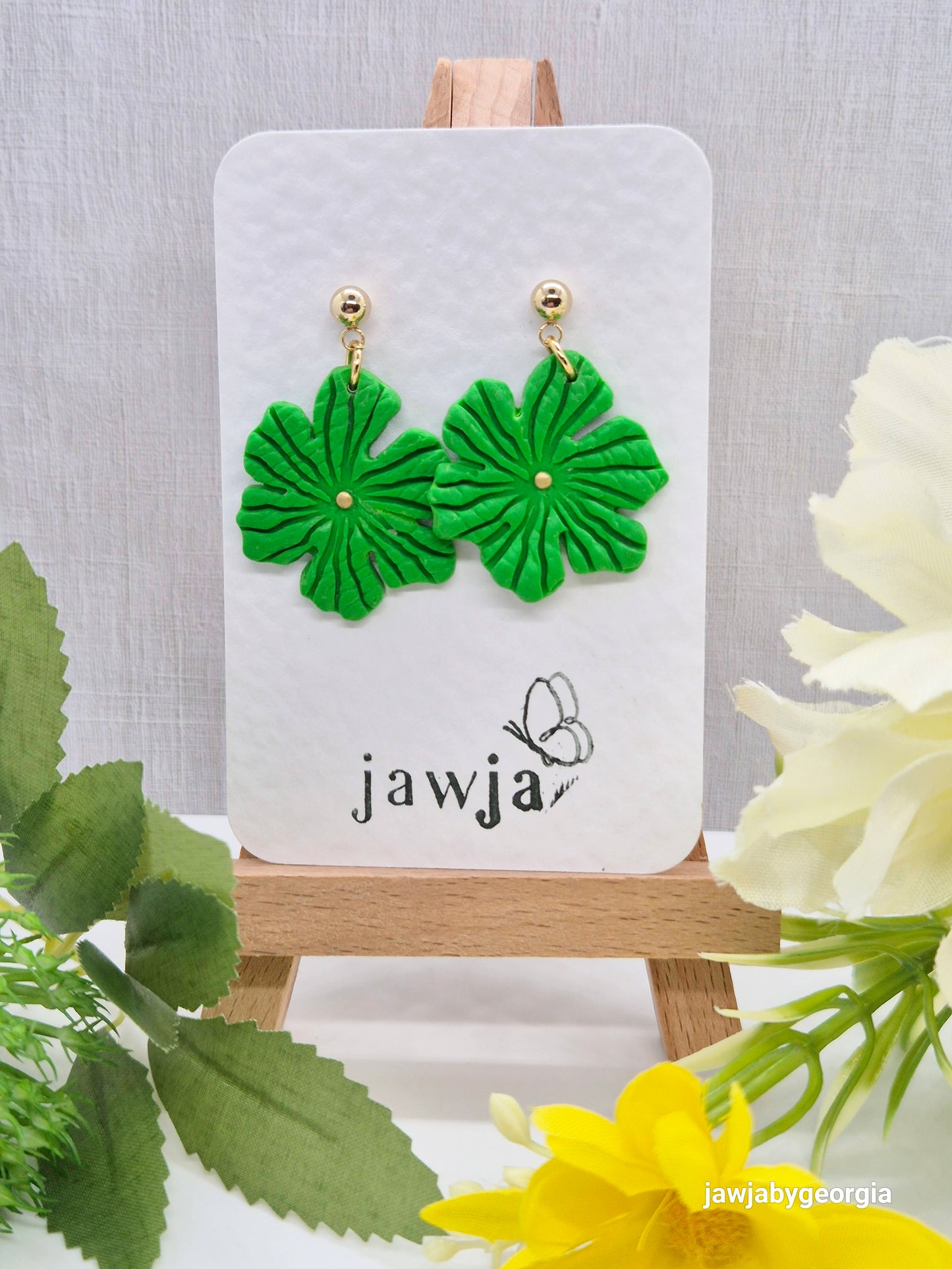 TROPICAL GREEN POLYMER CLAY EARRINGS