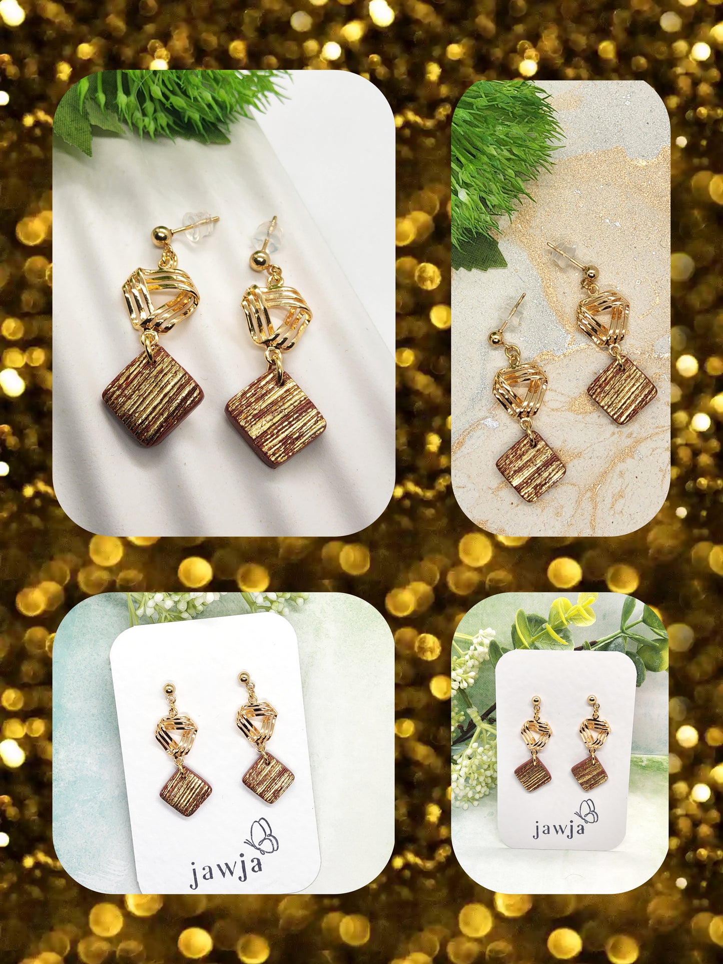 TERRACOTTA AND GOLD POLYMER CLAY EARRINGS