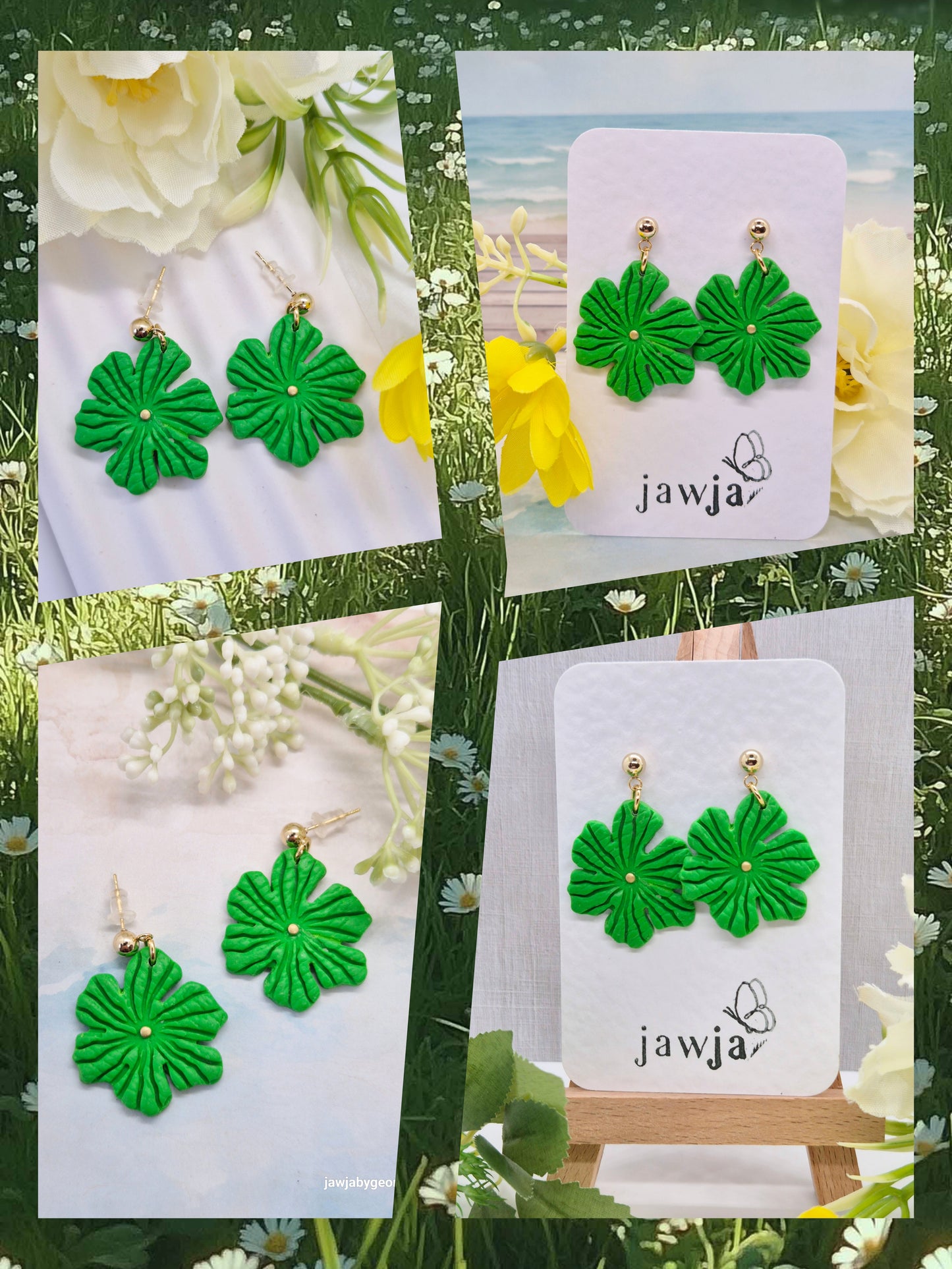 TROPICAL GREEN POLYMER CLAY EARRINGS