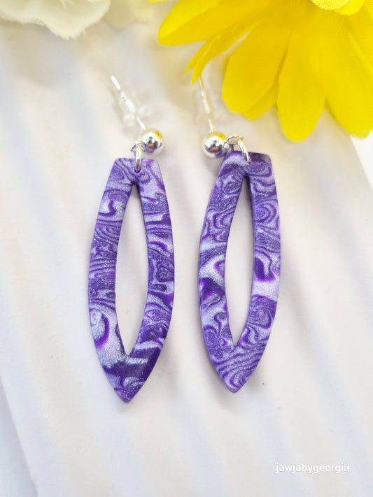 PURPLE SWIRL POLYMER CLAY EARRINGS