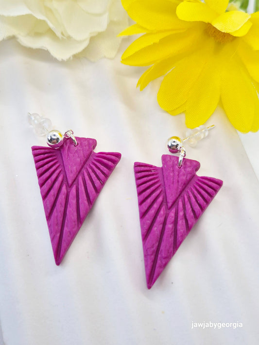 DEEP FUSCHIA ARROW POLYMER CLAY EARRINGS