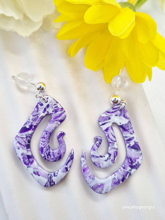 PURPLE SWIRL POLYMER CLAY EARRINGS