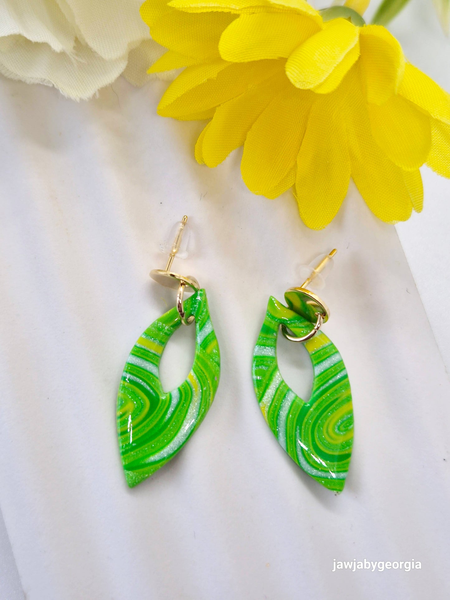 LIME GREEN POLYMER CLAY EARRINGS