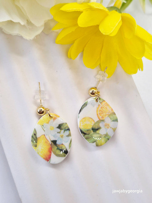 LEMON PRINT POLYMER CLAY EARRINGS
