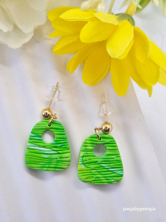 LIME ARCHED POLYMER CLAY EARRINGS
