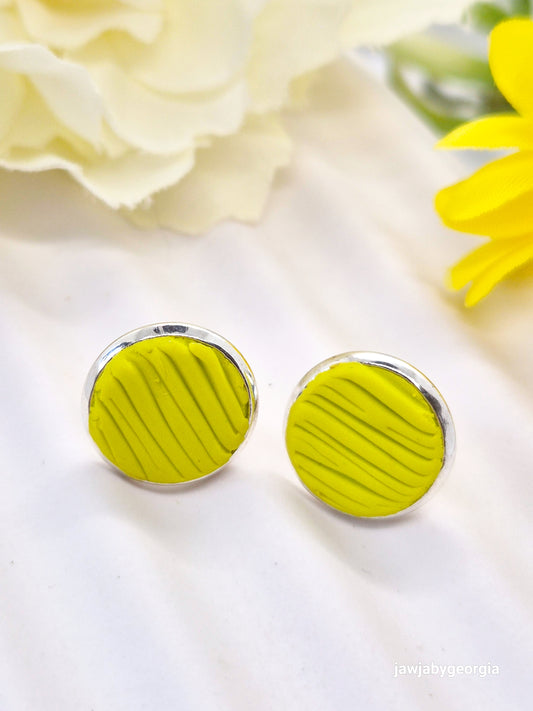 ELECTRIC LIME TEXTURED STUD EARRINGS