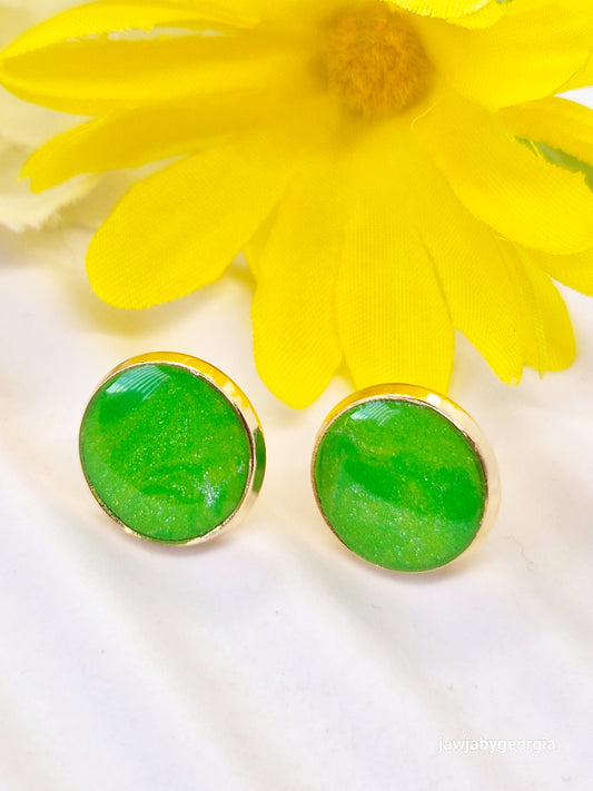 SHIMMER GREEN POLYMER CLAY STUD EARRINGS
