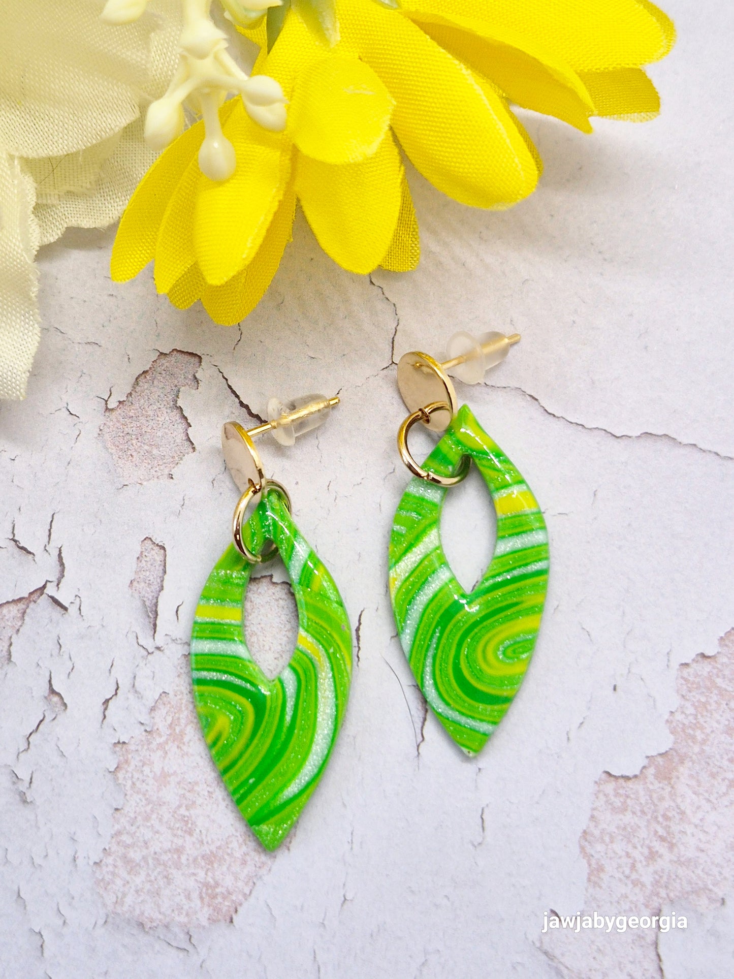 LIME GREEN POLYMER CLAY EARRINGS