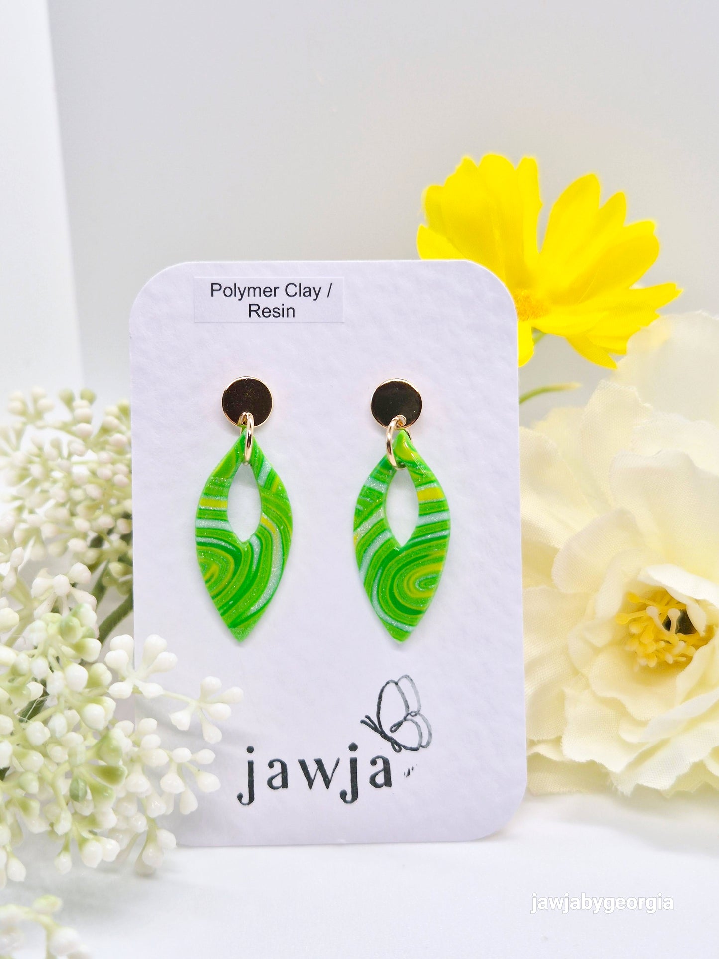 LIME GREEN POLYMER CLAY EARRINGS