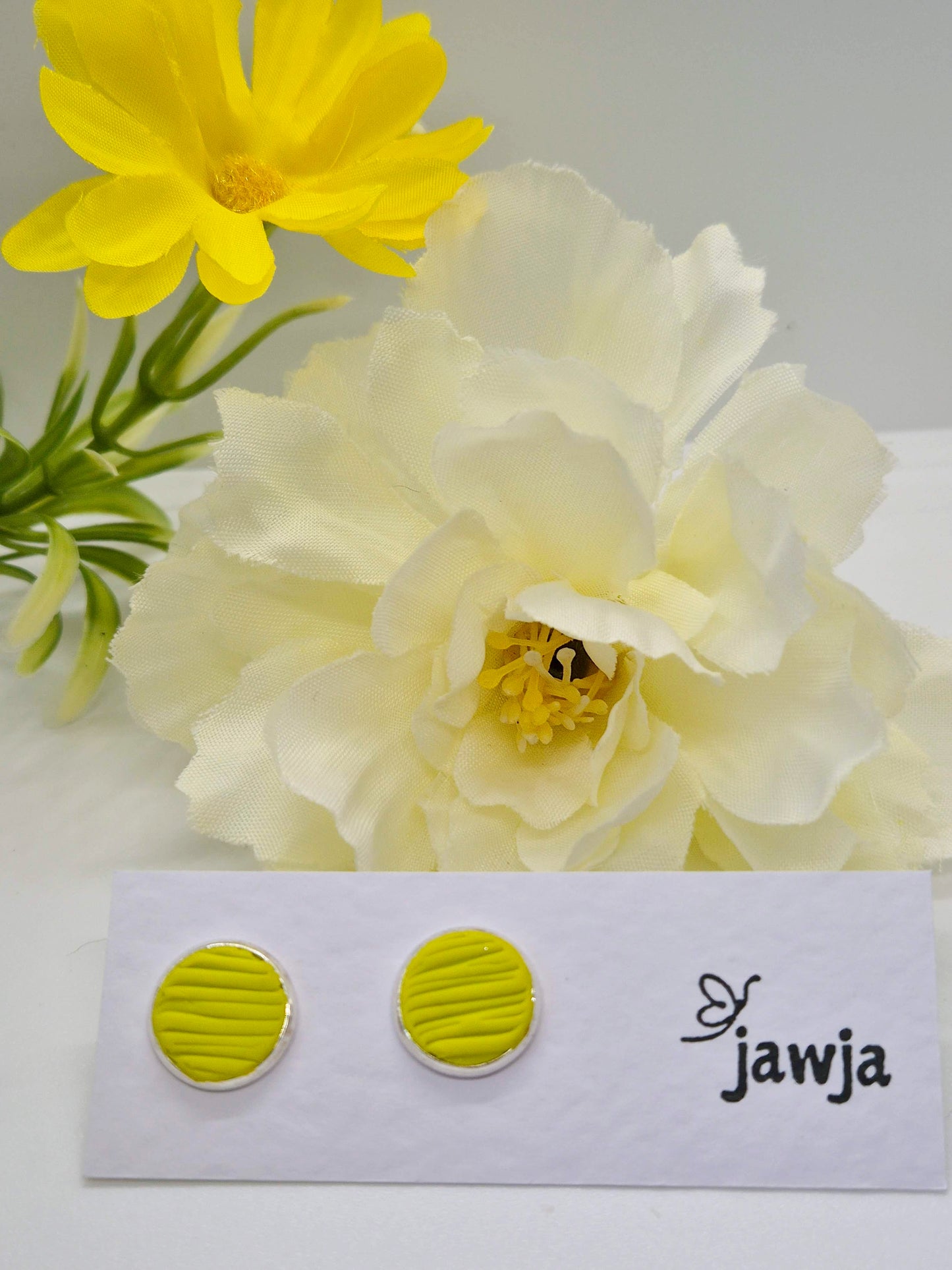 ELECTRIC LIME TEXTURED STUD EARRINGS