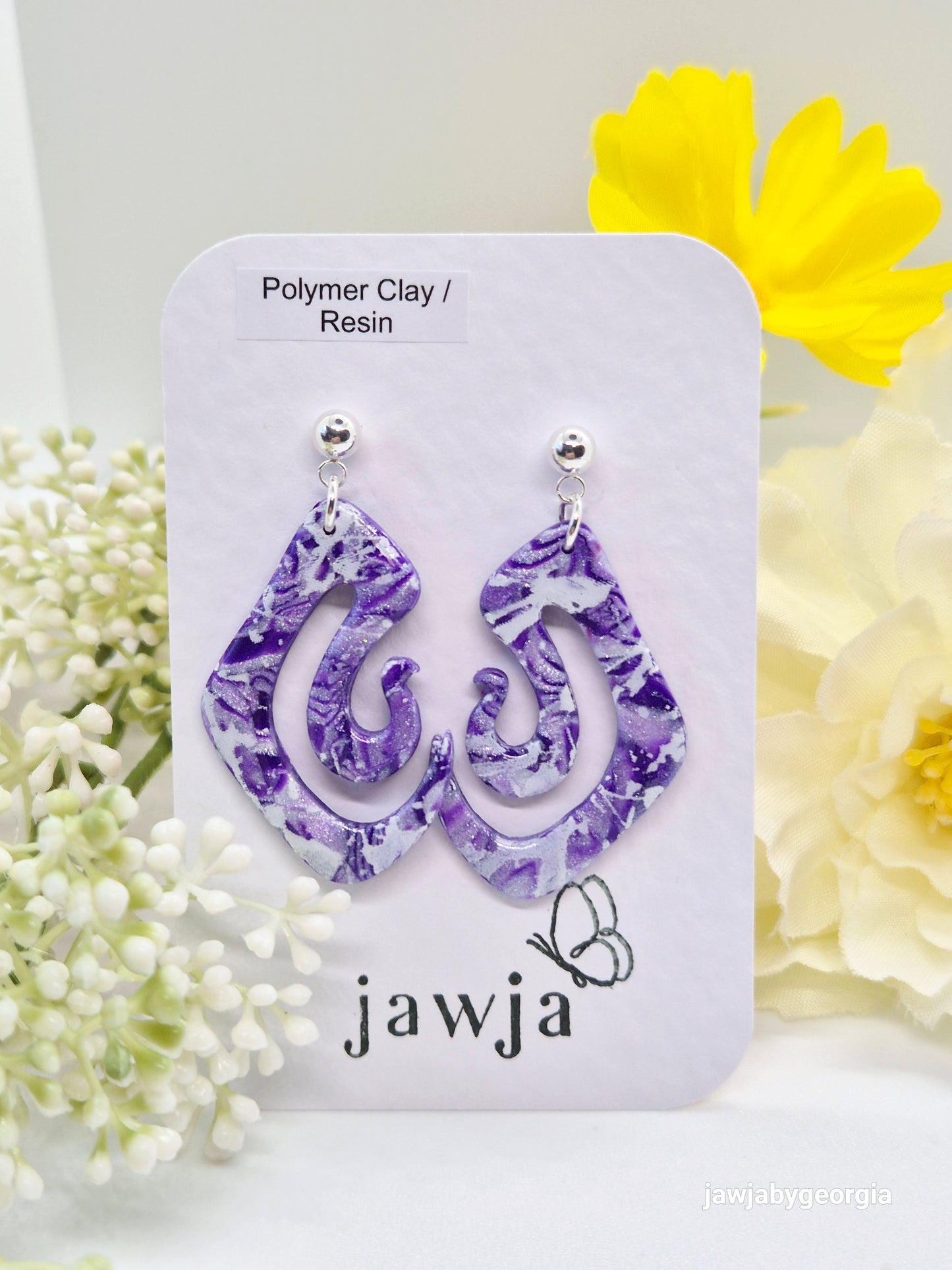 PURPLE SWIRL POLYMER CLAY EARRINGS