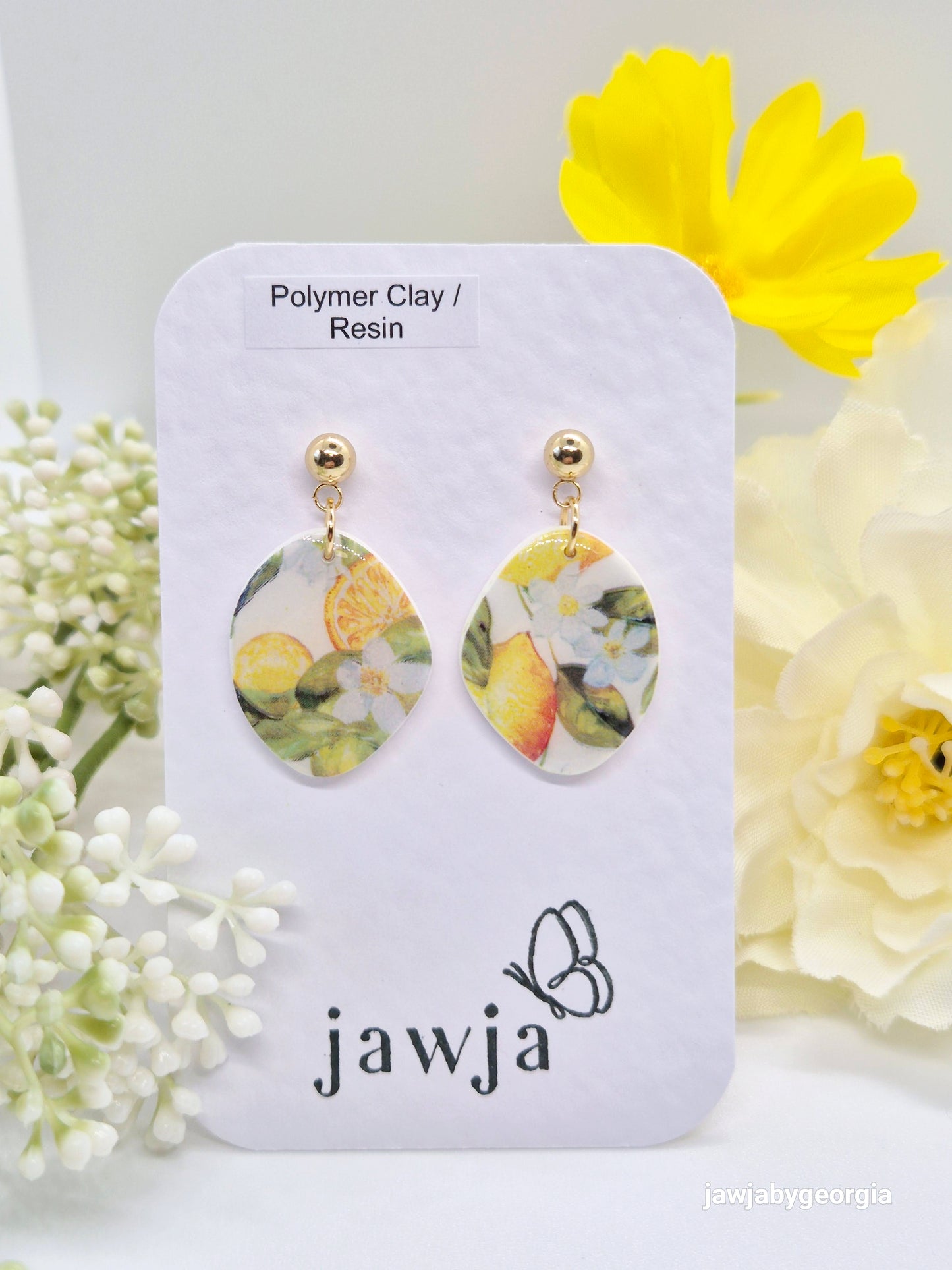 LEMON PRINT POLYMER CLAY EARRINGS