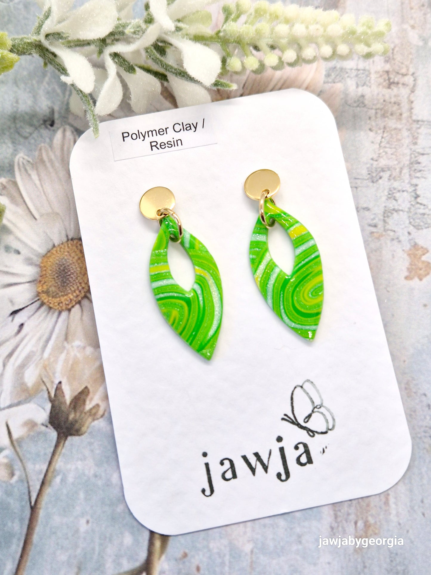 LIME GREEN POLYMER CLAY EARRINGS