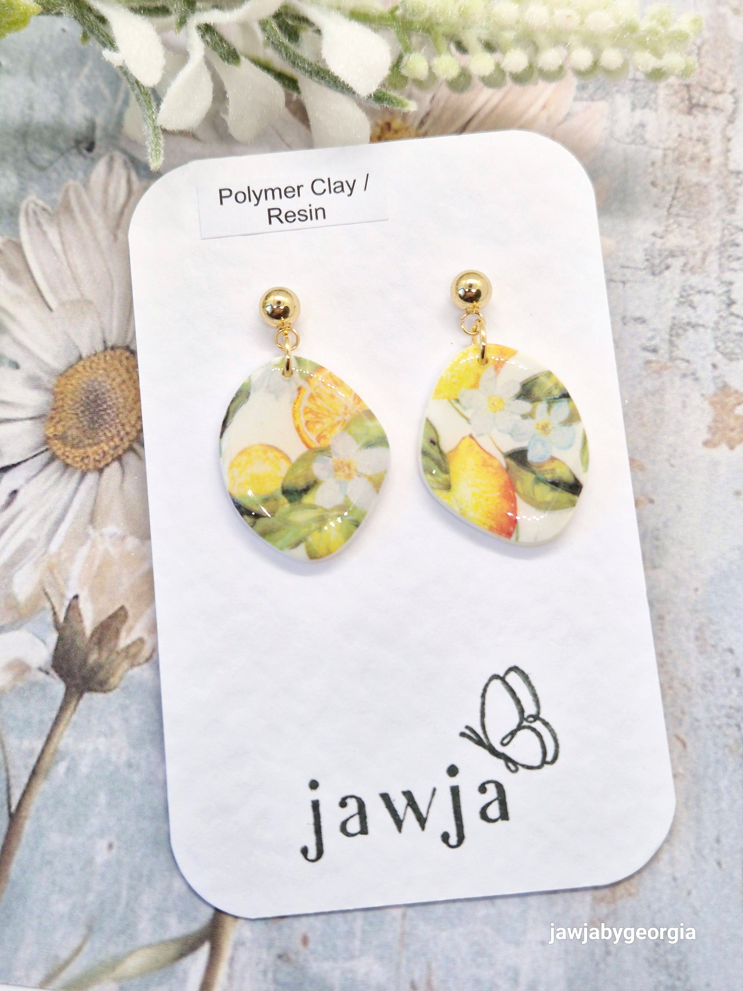 LEMON PRINT POLYMER CLAY EARRINGS