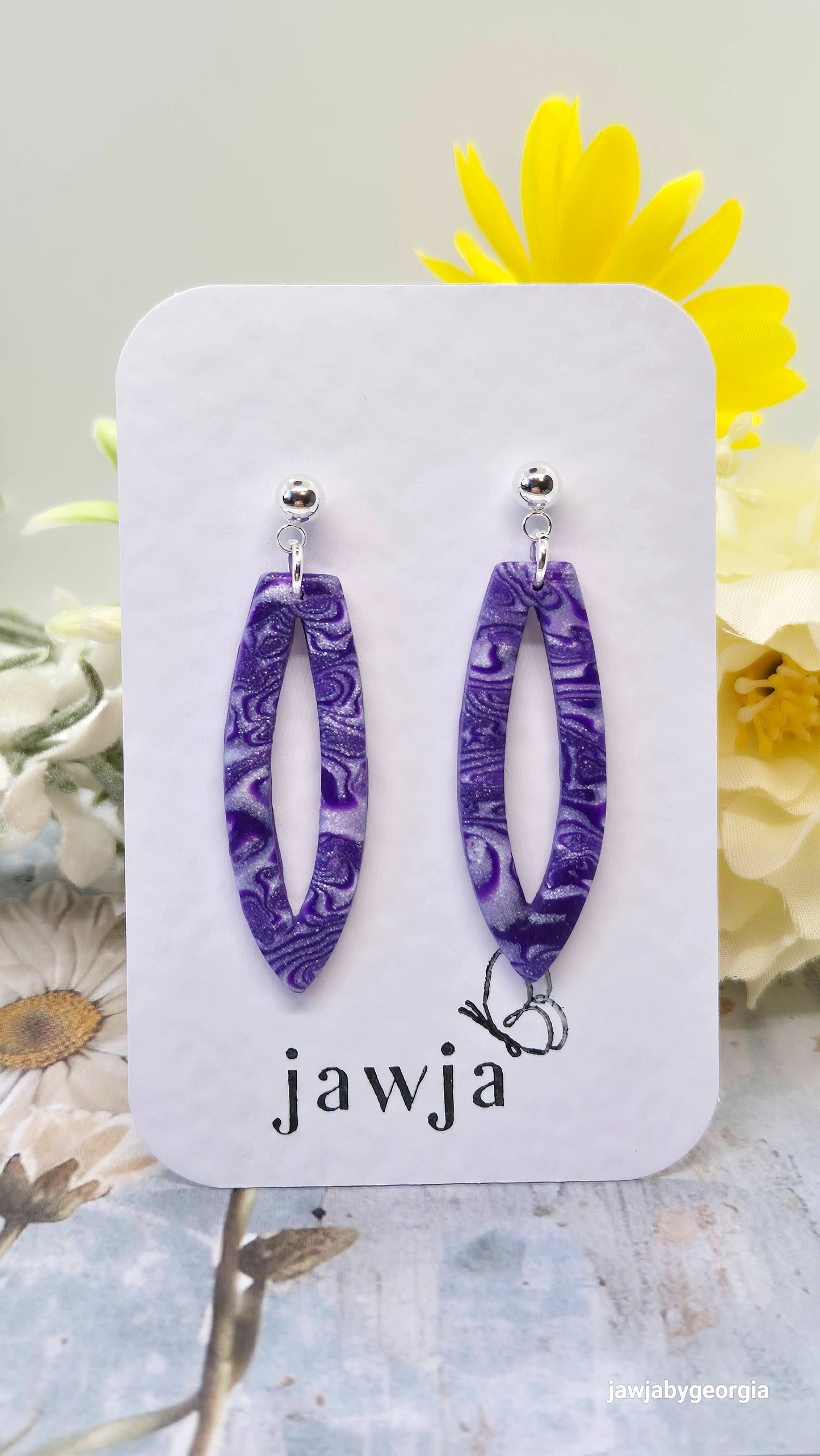 PURPLE SWIRL POLYMER CLAY EARRINGS