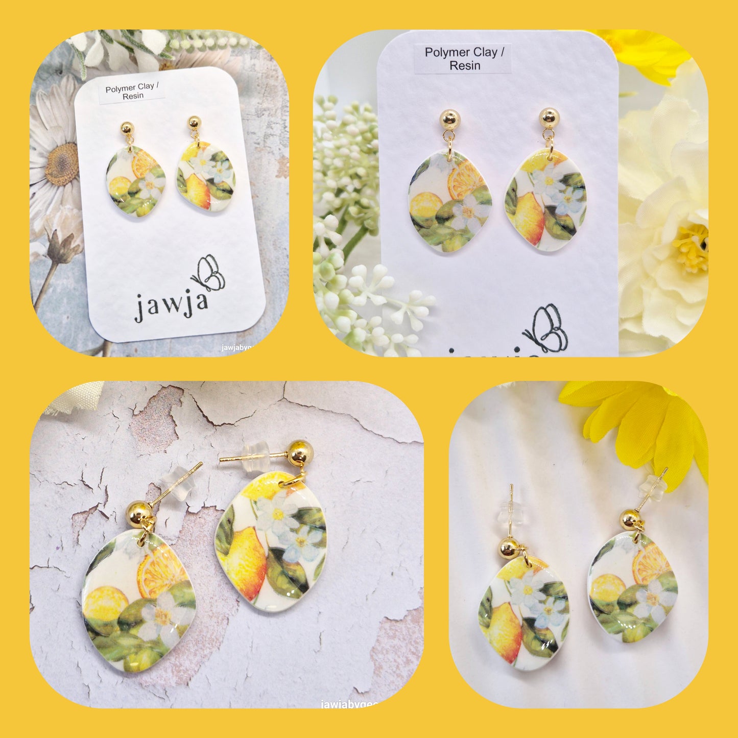 LEMON PRINT POLYMER CLAY EARRINGS