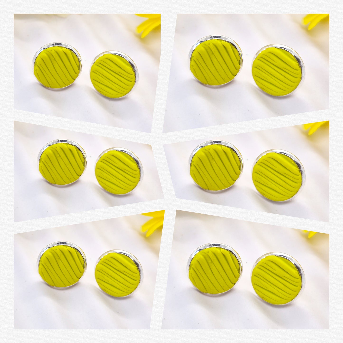 ELECTRIC LIME TEXTURED STUD EARRINGS