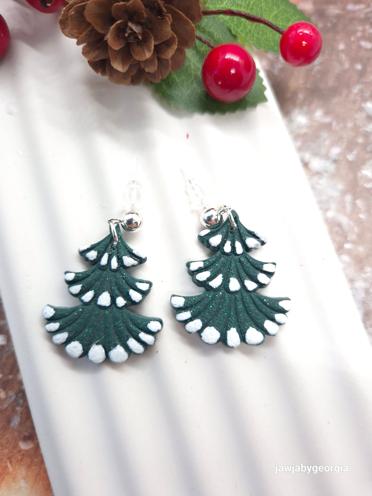 CHRISTMAS TREE POLYMER CLAY EARRINGS