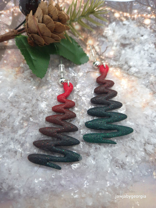 CONTEMPORARY CHRISTMAS TREE POLYMER CLAY EARRINGS