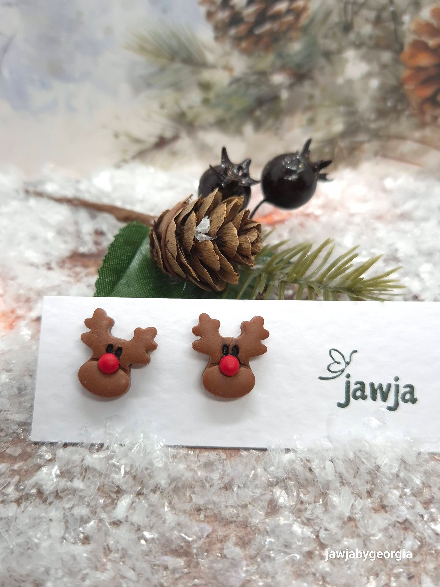 REINDEER POLYMER CLAY EARRINGS