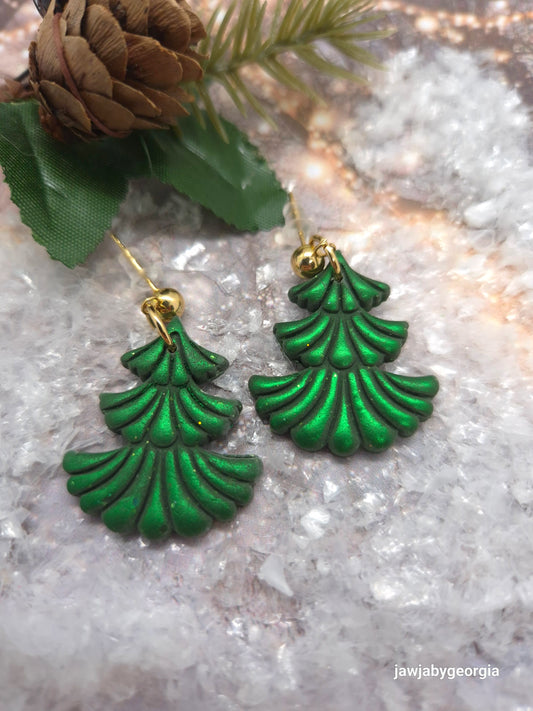 GREEN CHRISTMAS TREE POLYMER CLAY EARRINGS