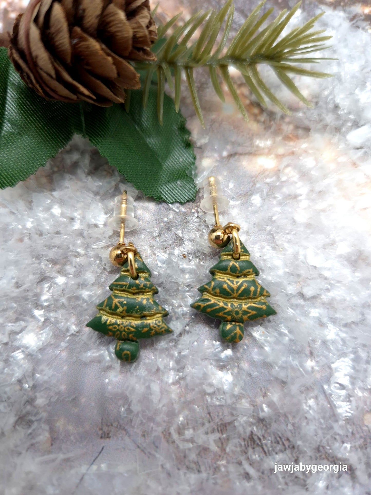 CHRISTMAS TREE POLYMER CLAY EARRINGS