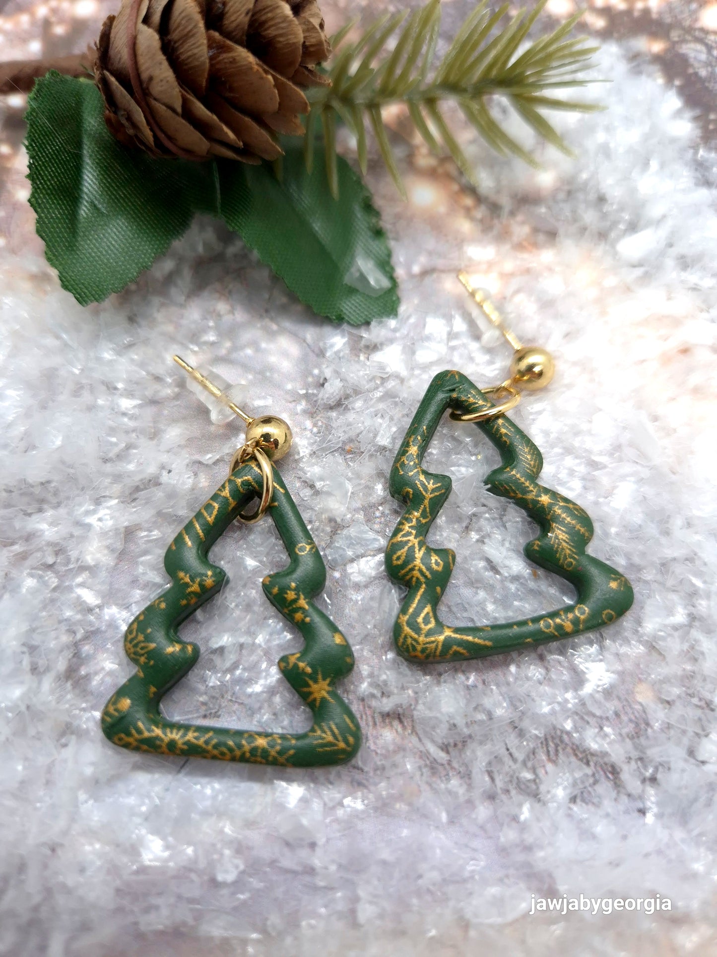 CHRISTMAS TREE POLYMER CLAY EARRINGS