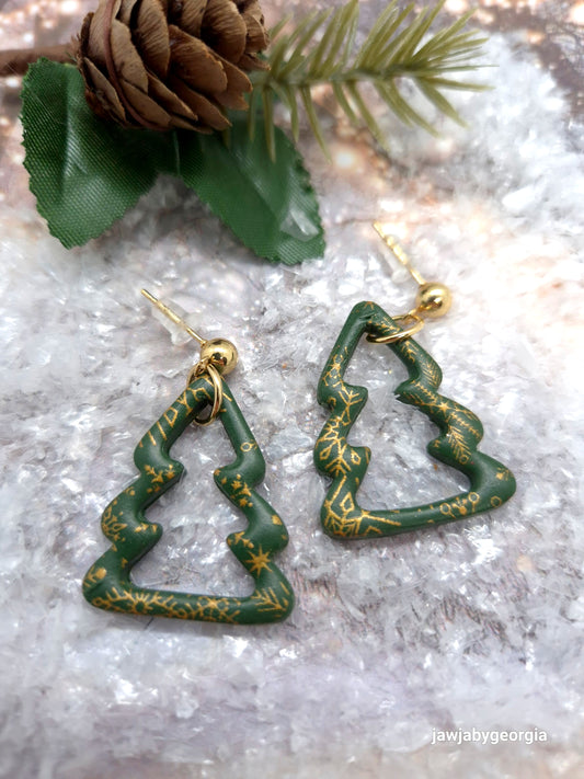 CHRISTMAS TREE POLYMER CLAY EARRINGS