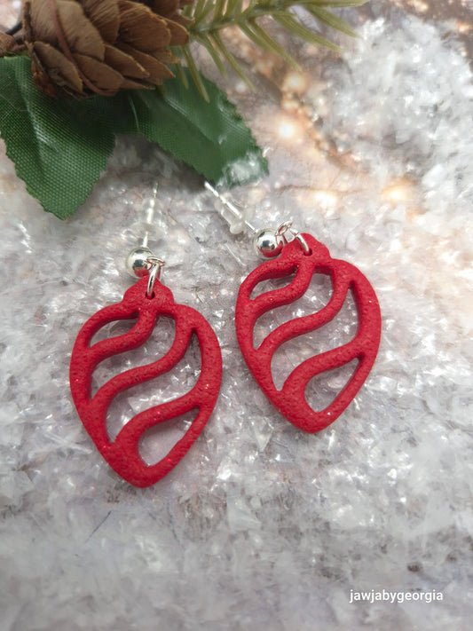RED BAUBLE POLYMER CLAY EARRINGS