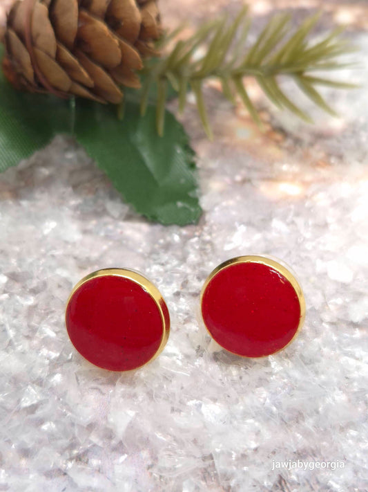 RED GLITTER STUD POLYMER CLAY EARRINGS