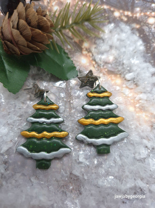 CHRISTMAS TREE POLYMER CLAY EARRINGS