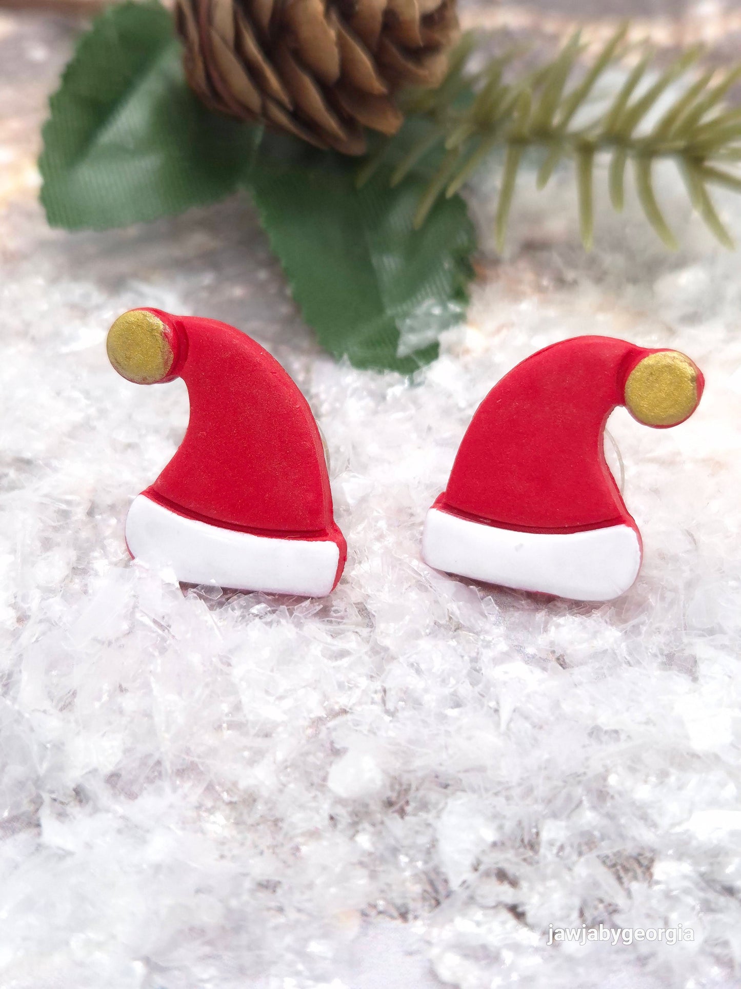 SANTA HAT POLYMER CLAY STUD EARRINGS