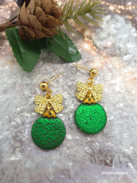 BOW AND BAUBLE POLYMER CLAY EARRINGS