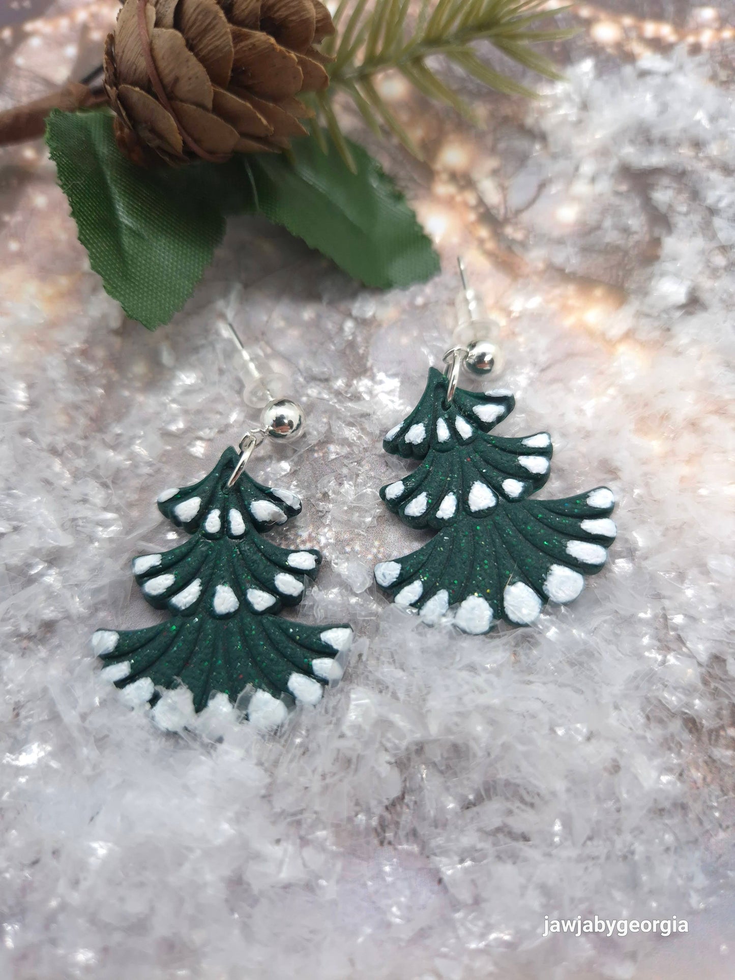 CHRISTMAS TREE POLYMER CLAY EARRINGS